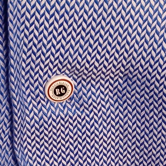 Robert Graham Shirt Mens 47(38/39)Tall SkyBlue Herringbone Long Sleeve Flip Cuff - Picture 8 of 13